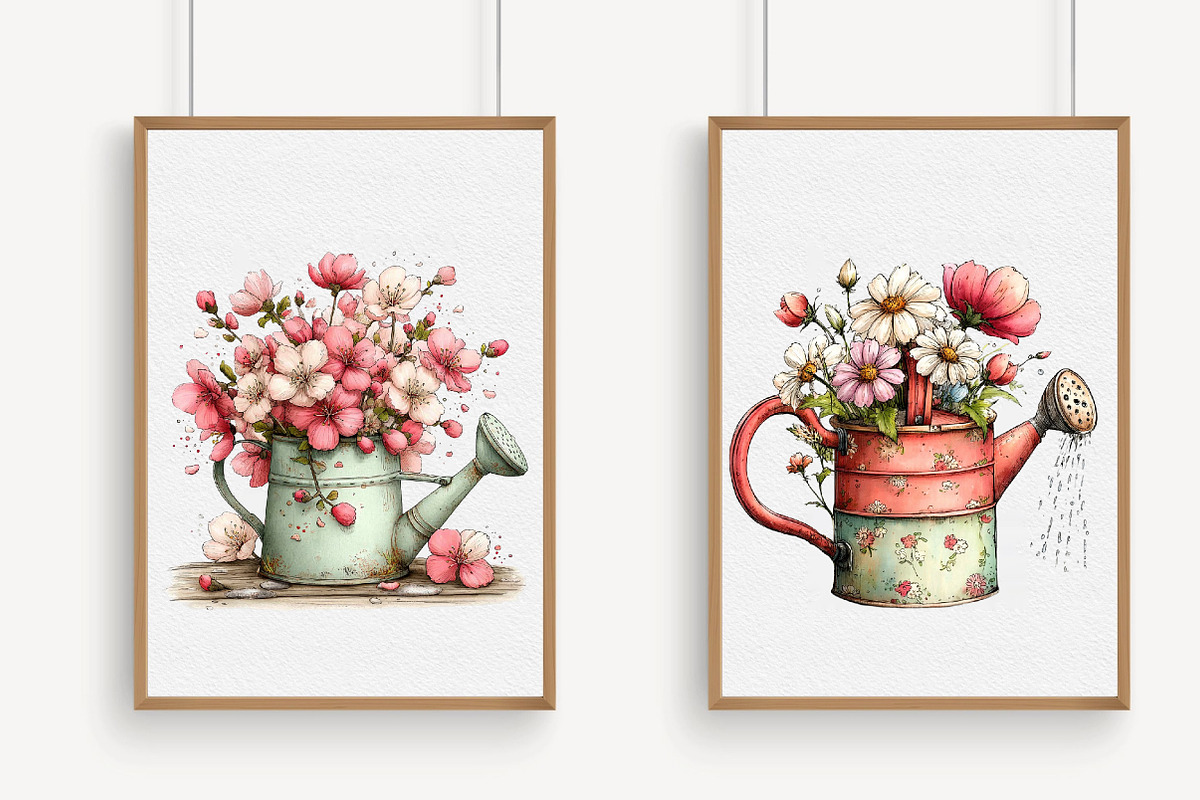 Watercolor Watering Can Clipart, an Illustration by Libby Wishes (Photo 3 of 7)