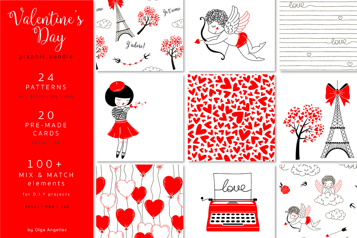 Cute Valentines Day graphic set, a Decorative Illustration by @olga.angelloz (Photo 1 of 10)