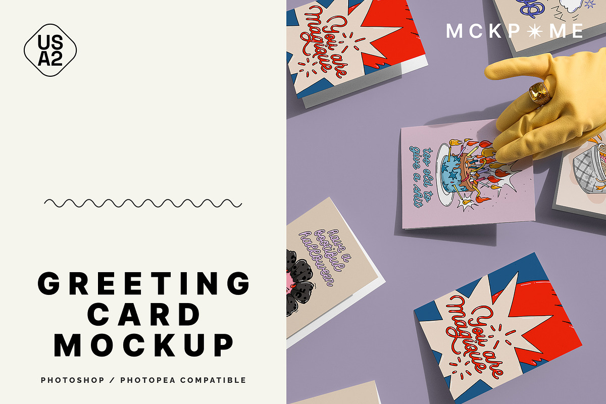 US A2 hand taking postcard mockup, a Packaging Mockup by MCKP*ME