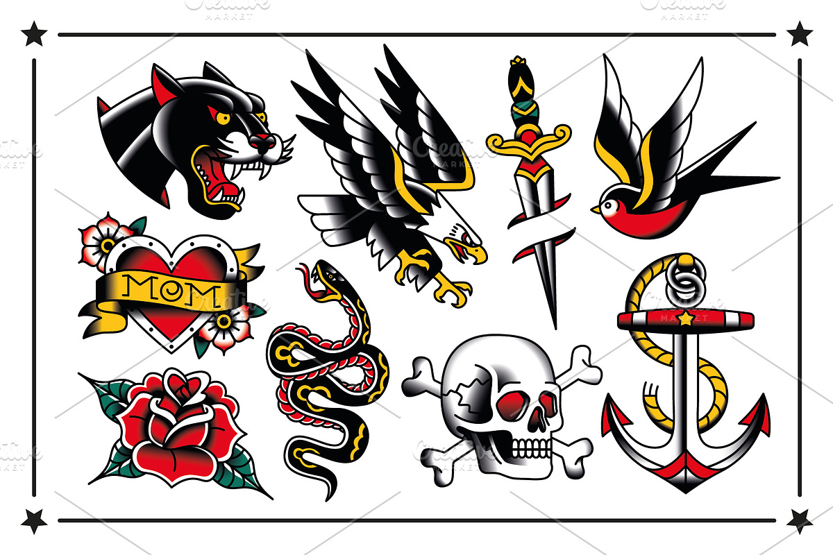 Old School Tattoo Vector Pack, an Animal Illustration by Andres M Rodriguez (Photo 2 of 8)