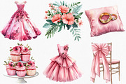 Watercolor Pink Wedding Day Clipart, an Illustration by Canvas Craft (Thumbnail 2 of 8)