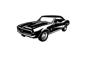 1967 Chevrolet Camaro SS 396 Classic, an Object Illustration by Digital-Clipart