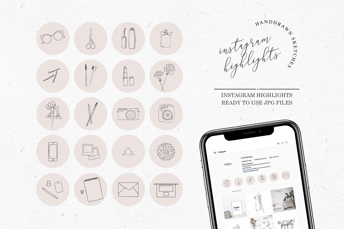 INSTAGRAM HIGHLIGHTS / story sketch, a Social Media Template by KruthDesign (Photo 1 of 4)