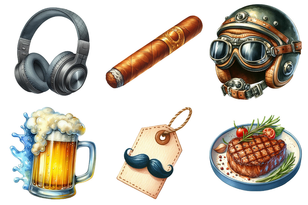 Watercolor Man’s Birthday Clipart, an Illustration by Daily.Designs (Photo 3 of 5)