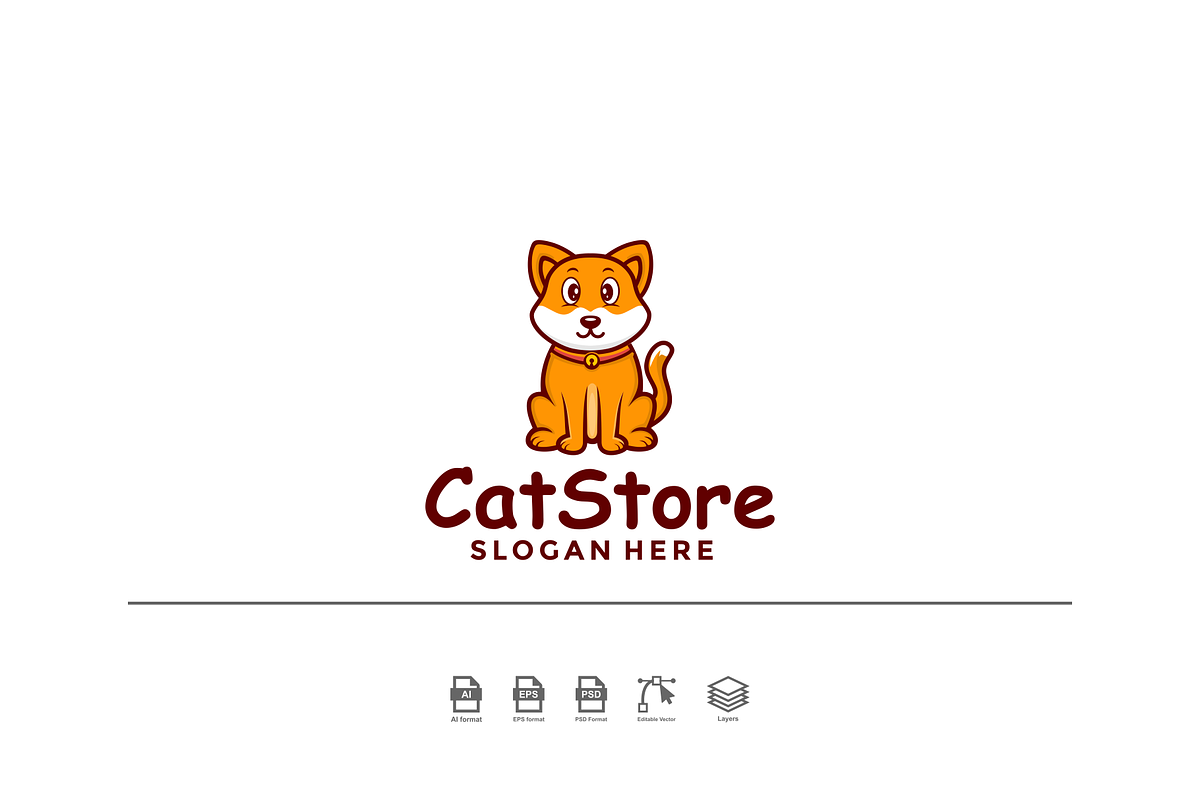 cute cat chartoon, a Branding & Logo Template by Balakosa.std