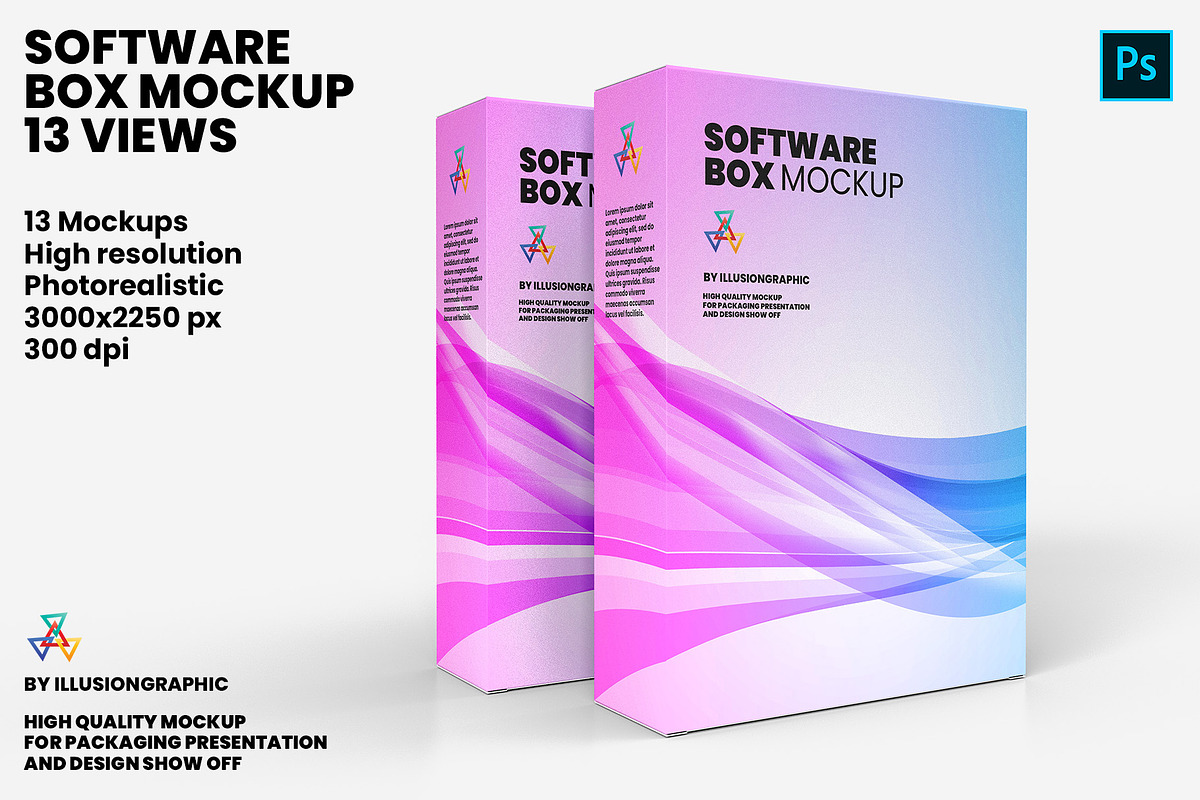 Software Box Mockup - 13 Views, a Packaging Mockup by Illusiongraphic (Photo 1 of 27)