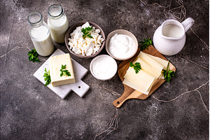 Dairy products. Milk, cottage cheese, a Food & Drink Photo by Yulia Furman
