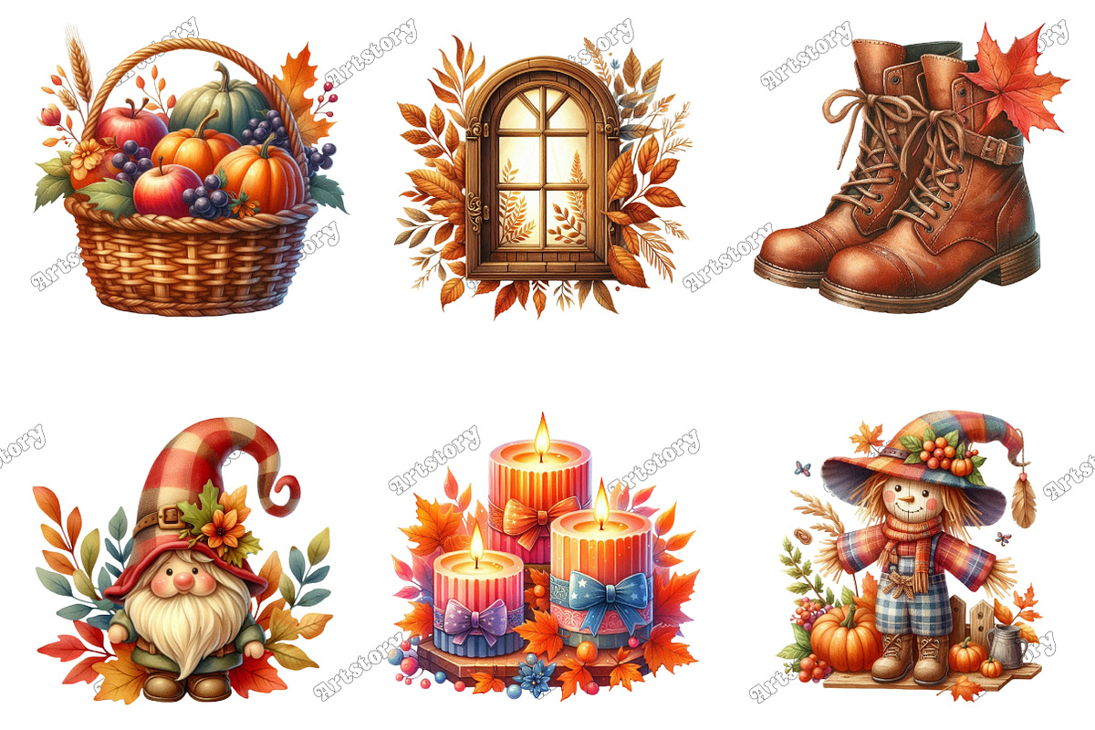 Lovely Autumn Watercolor Clipart, an Illustration by designcity5 (Photo 2 of 5)