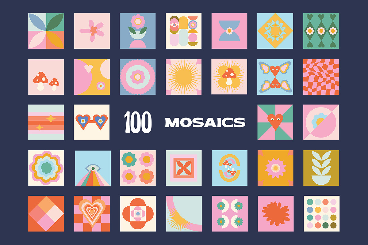 200 Vector Mosaics & Patterns, a Pattern Graphic by assetpro.design (Photo 5 of 16)