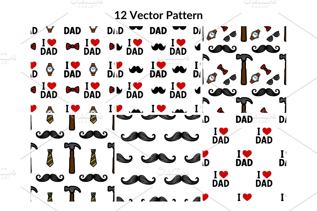 I Love Dad: Father's Day Patterns, a Pattern Graphic by Elatedowl (Photo 2 of 11)