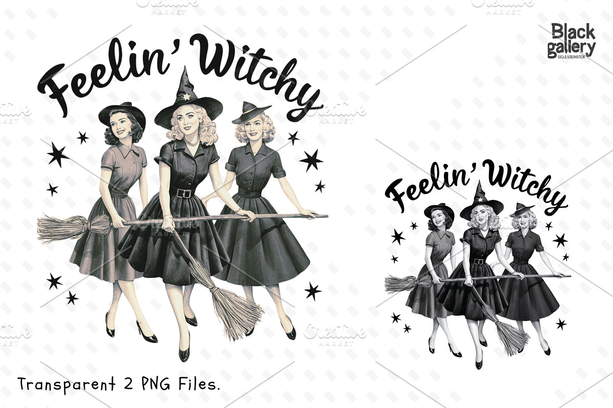 Vintage Halloween Witch PNG Bundle, a Graphic by Clipart Bloom (Photo 11 of 15)