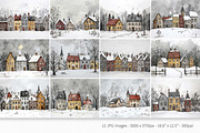 Winter Houses, a Decorative Illustration by rileyBgraphics (Thumbnail 2 of 6)