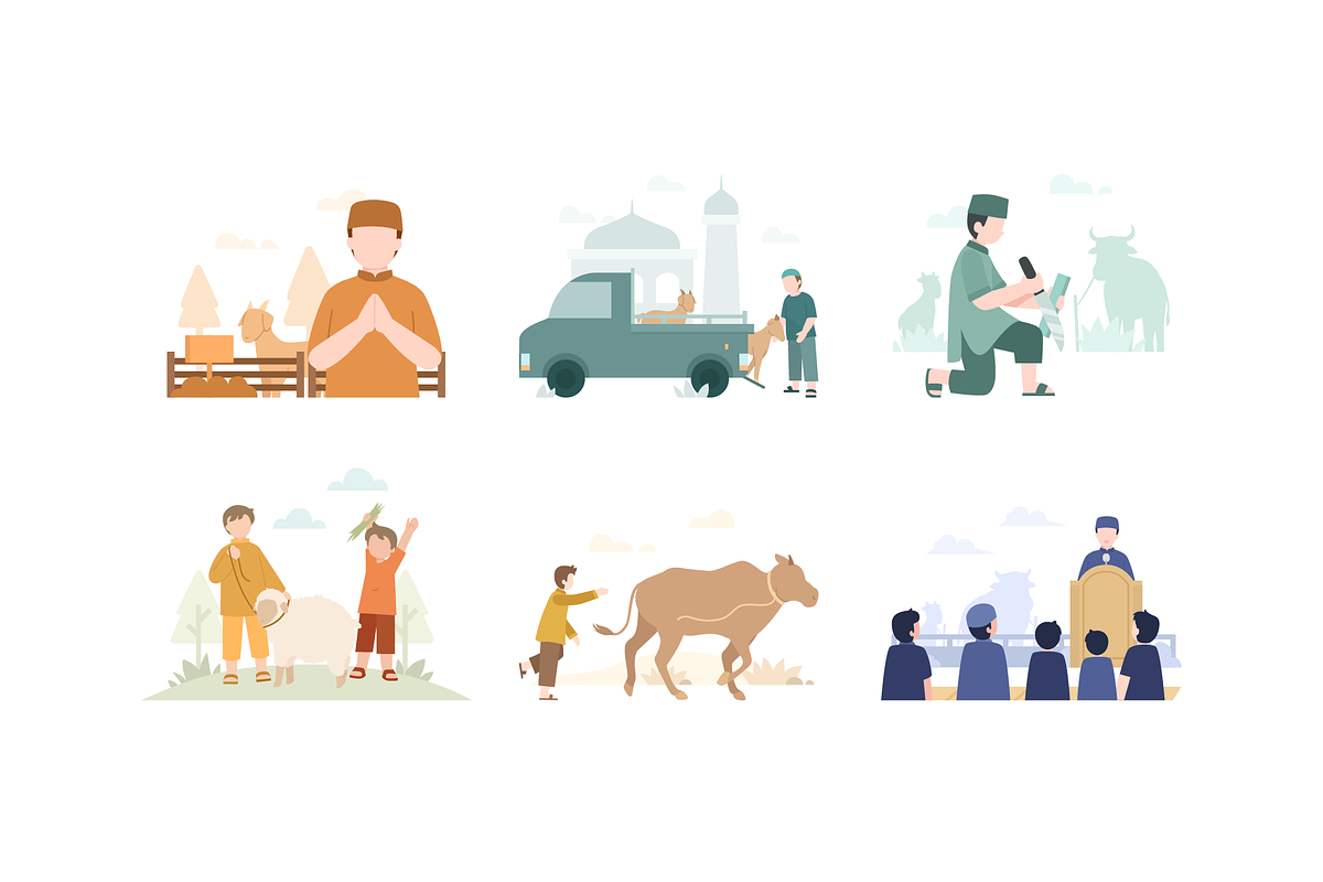 Faceless Eid Al-Adha Illustrations, a Seasonal Illustration by Berkah Studio (Photo 5 of 9)