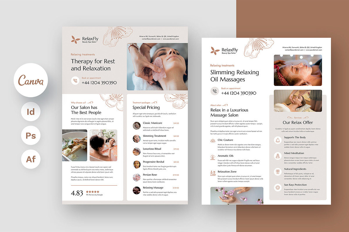 Spa Salon Flyer Canva Template, a Flyer Template by artbart (Photo 1 of 9)