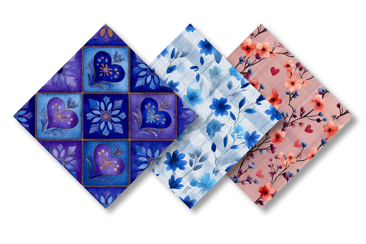 Watercolor Valentine’s Day Patterns, a Pattern Graphic by Canvas Craft (Photo 4 of 4)