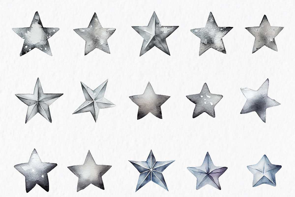 Silver stars and moon Clipart, an Object Graphic by MyLittleMeow (Photo 3 of 5)
