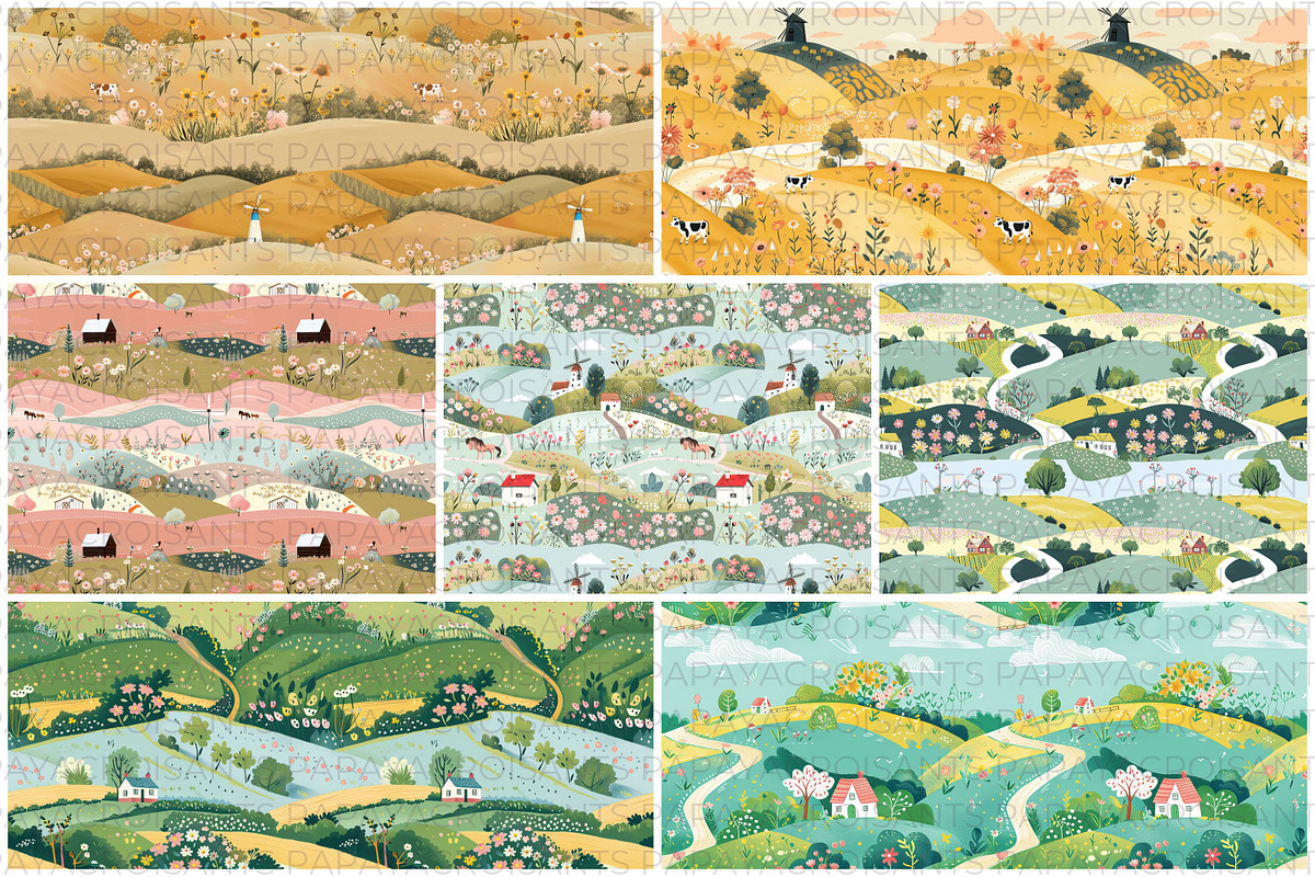 Happy Life Countryside Pattern, a Pattern Graphic by STUDIO CHOTI (Photo 3 of 9)