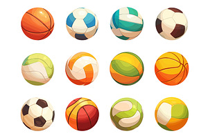 Set of cartoon colored balls for, an Object Illustration by LadadikArt
