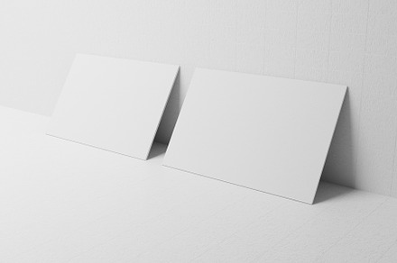 White business card paper mockup lean on wall template with blan, a Business Photo by Ministocker