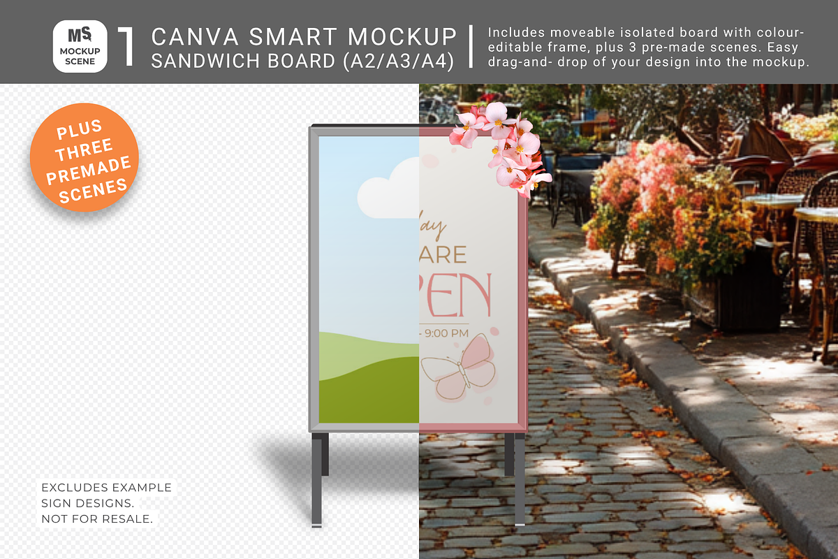 Sandwich Board Canva Smart Mockup, an Advertising Mockup by Mockup Scene (Photo 1 of 11)