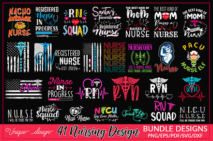 Nursing t shirt designs bundle vol-2