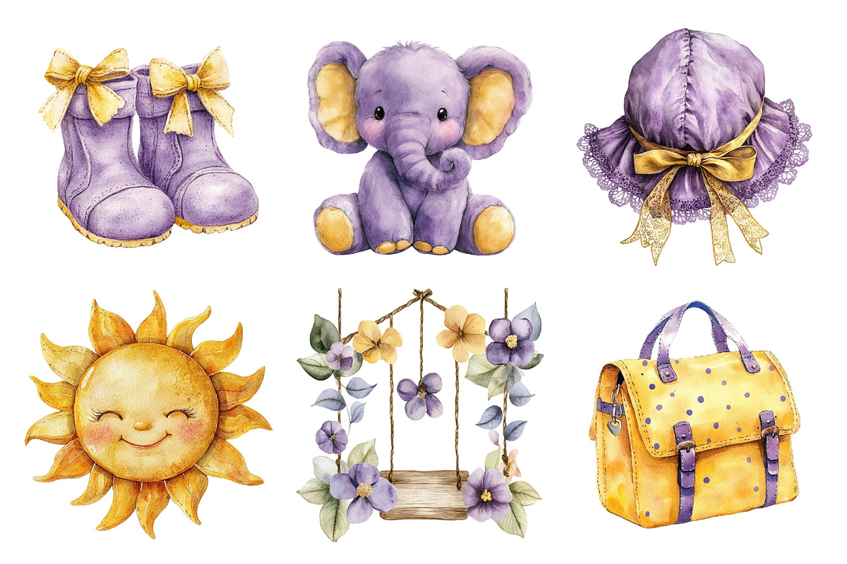 Yellow Light Lilac Baby Nursery png, an Illustration by SinaCreation (Photo 3 of 5)