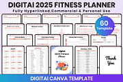 Digital 2025 Fitness Planner, a Stationery Template by Shumaya (Thumbnail 1 of 7)