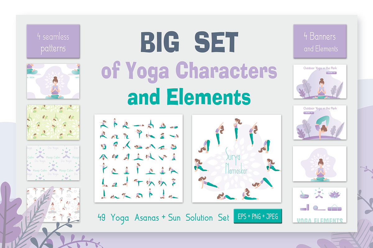 Huge yoga set in trendy style, a Healthcare Illustration by naum_studio (Photo 1 of 6)