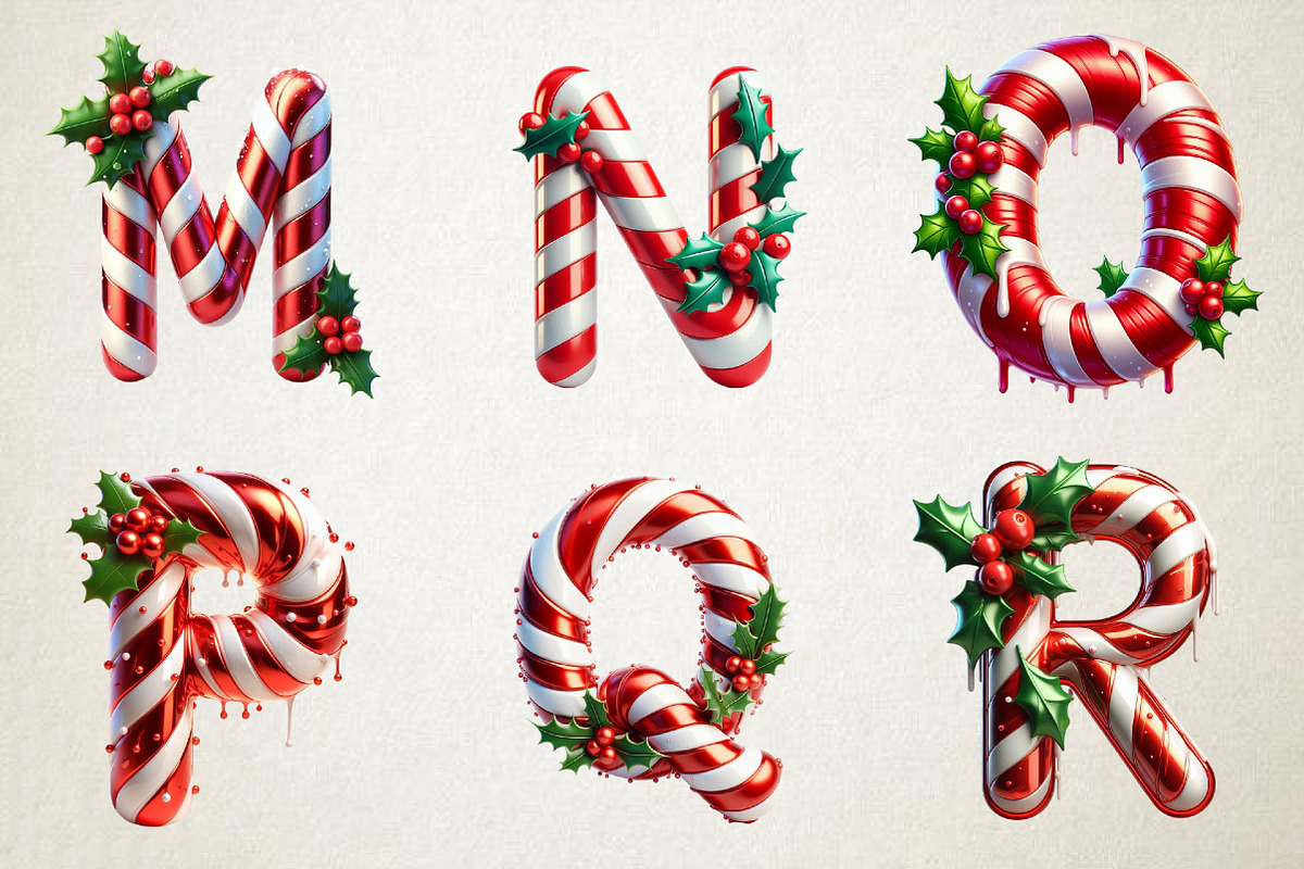 Candy Cane Christmas Alphabet, an Illustration by RobertsArt (Photo 4 of 7)