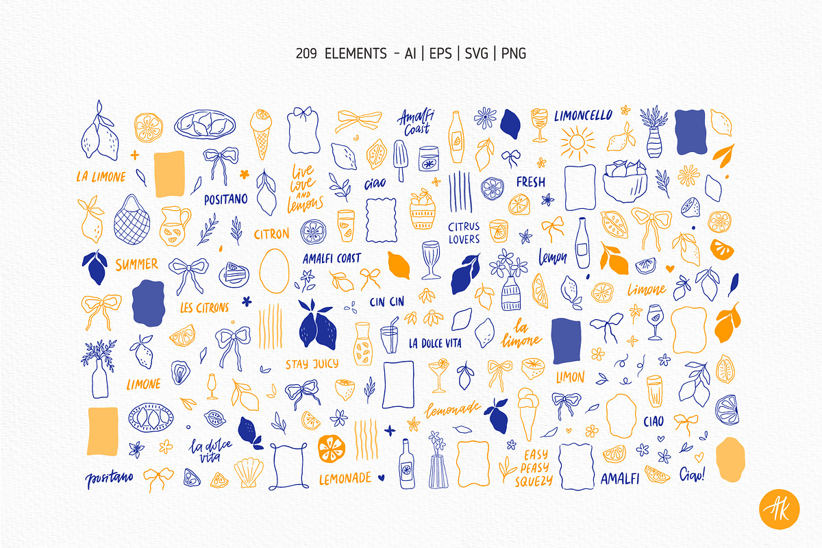 Lemon Summer Hand Drawn Collection, an Object Graphic by Alena Koval (Photo 2 of 18)