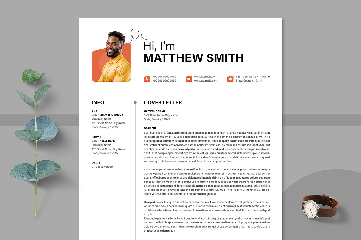 Modern and Clean Resume CV Template, a Resume Template by PixelStudio (Photo 4 of 7)