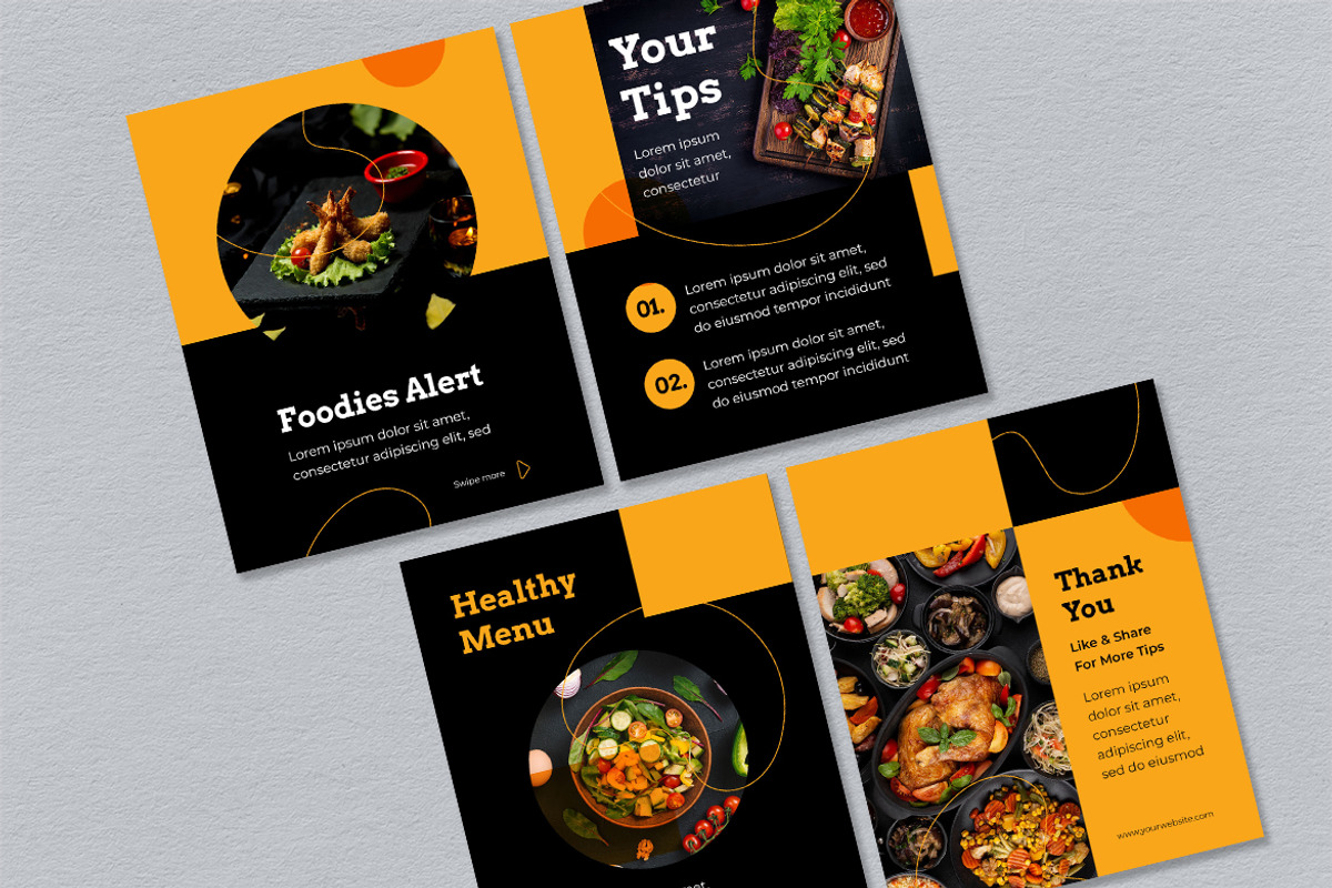 Black Yellow Food Instagram Carousel, a Social Media Template by UICreative (Photo 3 of 4)