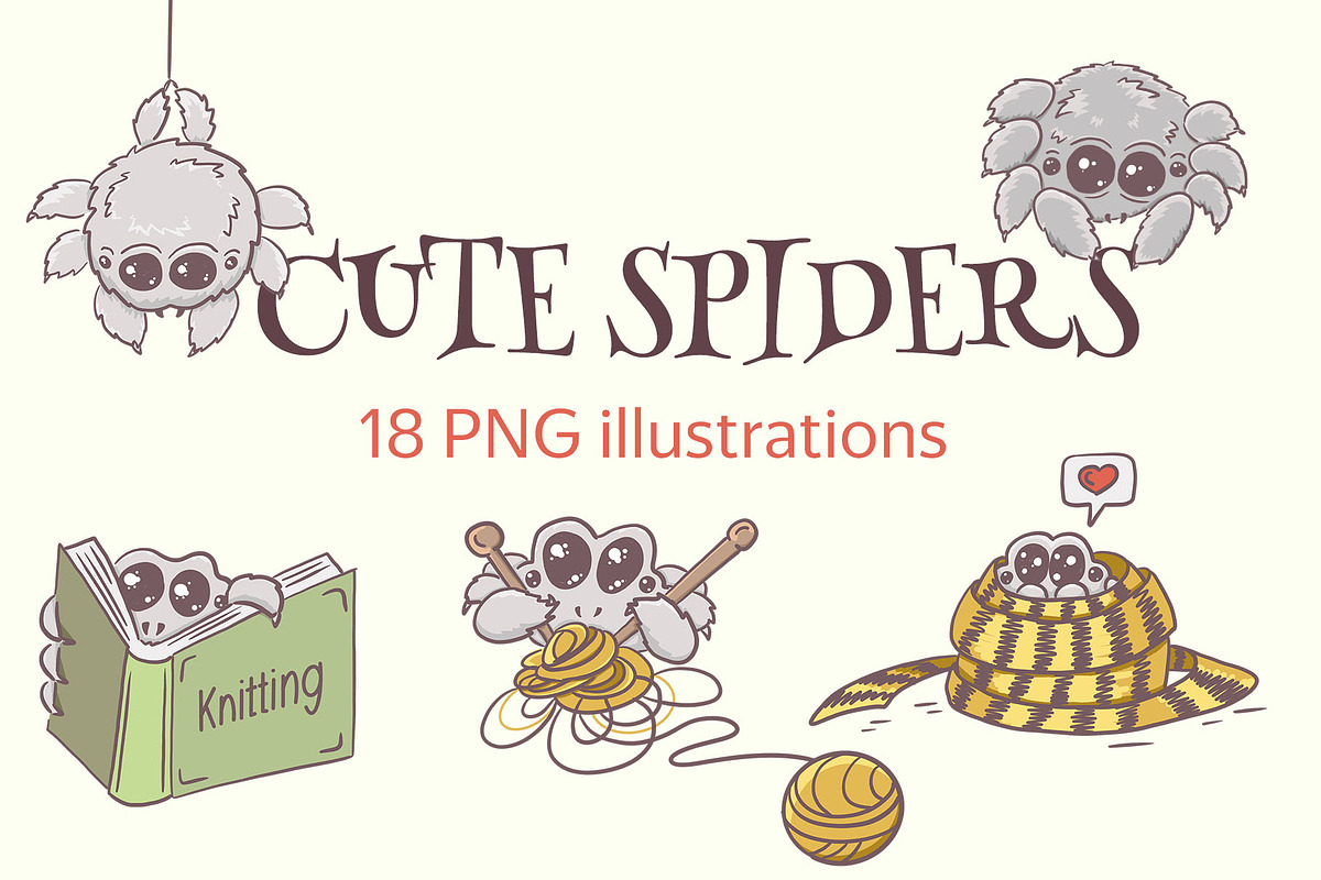 Cute spiders illustrations, an Illustration by Red_cat (Photo 1 of 7)