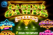 Casino Game Text Effects (12 PSDs), a Layer Style Add-On by Hyperpix Productions (Thumbnail 1 of 19)