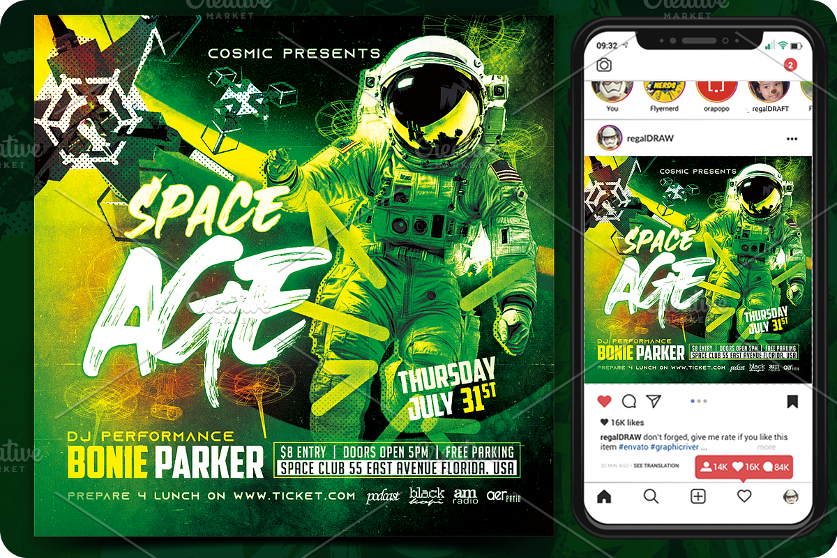Futuristic Space Flyer, a Flyer Template by regalDRAW (Photo 1 of 3)