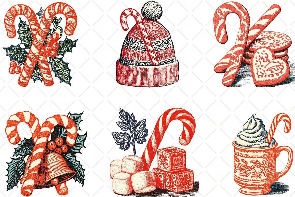 Cozy Winter Candy Cane Clipart, an Illustration by Black Bird Studio (Photo 5 of 6)