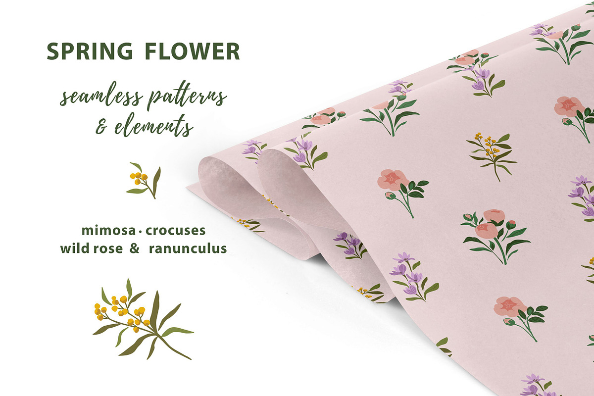 Spring seamless patterns & elements, a Pattern Graphic by Alenkakarabanova (Photo 6 of 8)