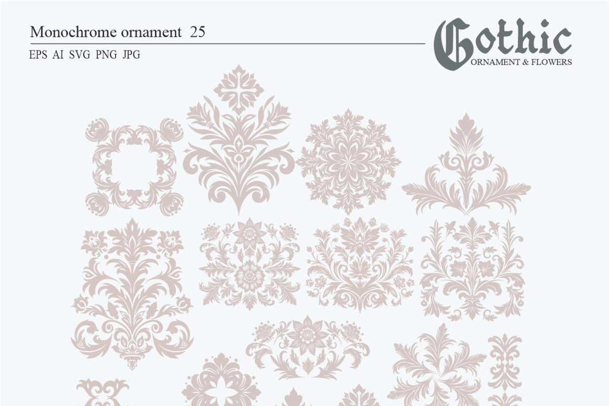 Gothic Ornament and Flowers, a Pattern Graphic by Collection by VY (Photo 10 of 11)