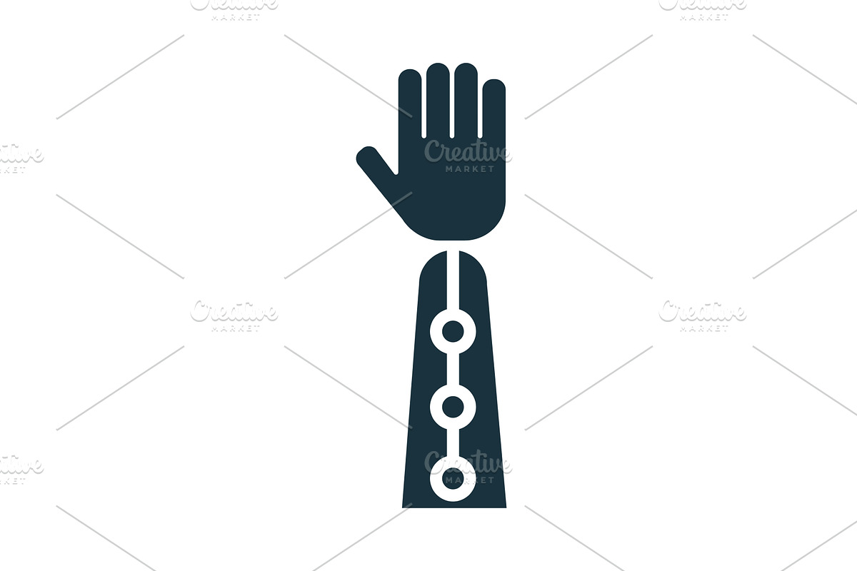 Robotic arm raising hand with open, a Technology Illustration by Aimagenarium@gmail.com