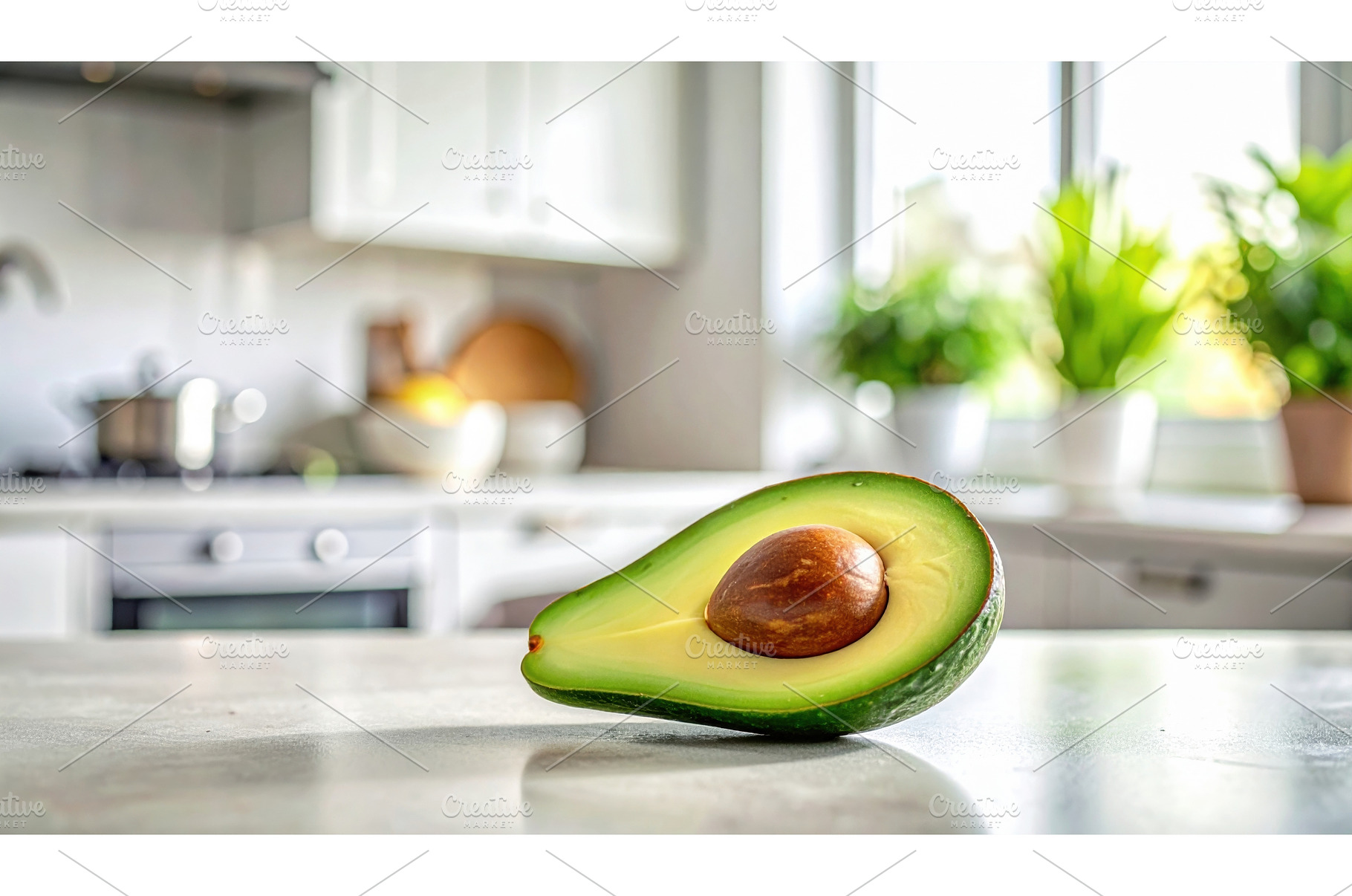 Sliced avocado with seed on kitchen, a Food & Drink Photo by Igor Tichonow