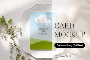 Card Mockup 5x7 Menu OnlineEditCanva, a Product Mockup by PawMockups 2