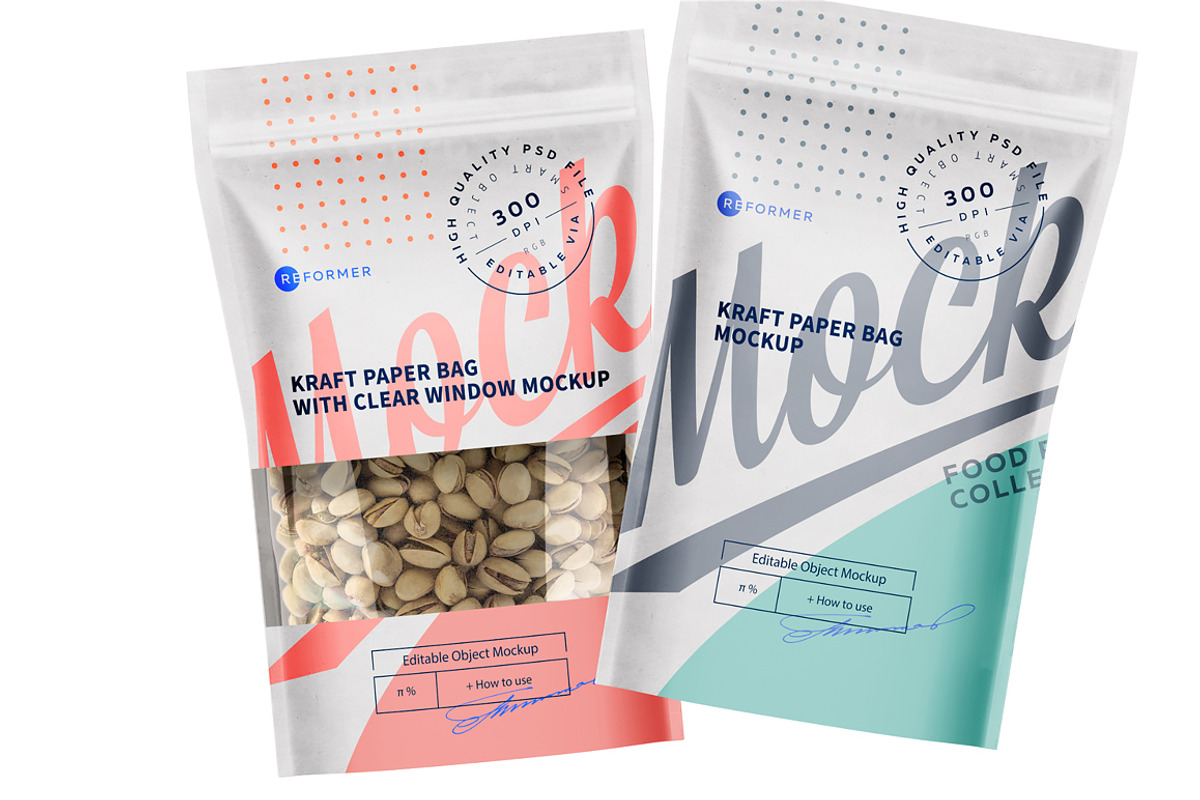 Two White Paper Bags Mockup, a Packaging Mockup by Reformer Mockup (Photo 5 of 6)