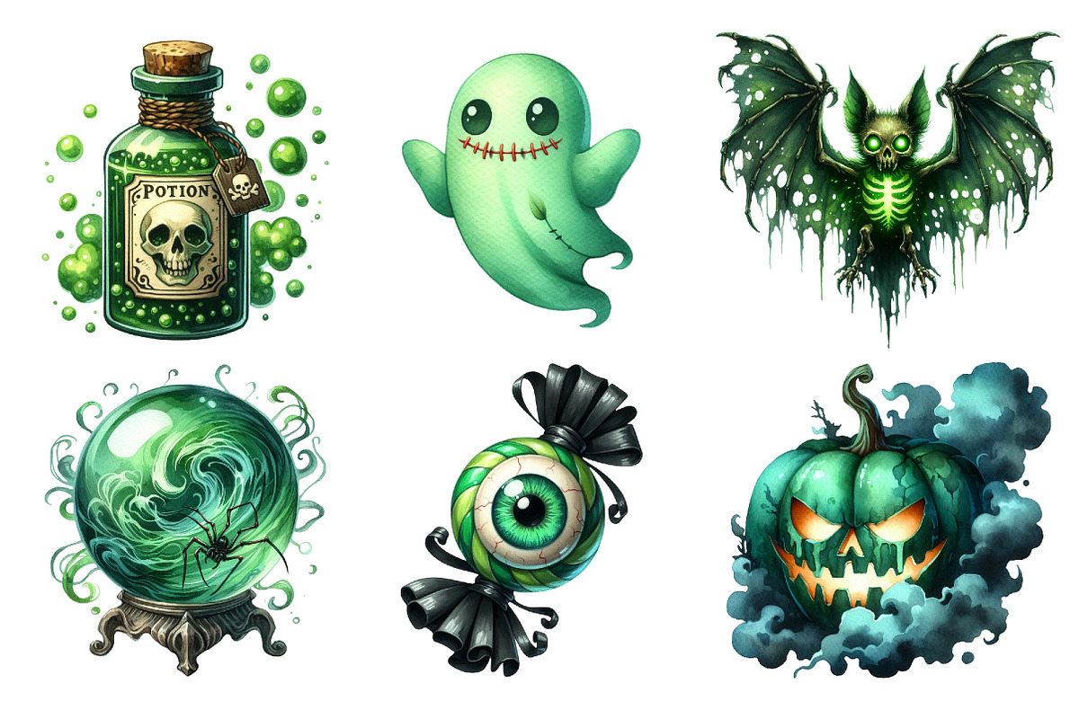 Green Halloween Clipart, an Illustration by SinaCreation (Photo 3 of 5)