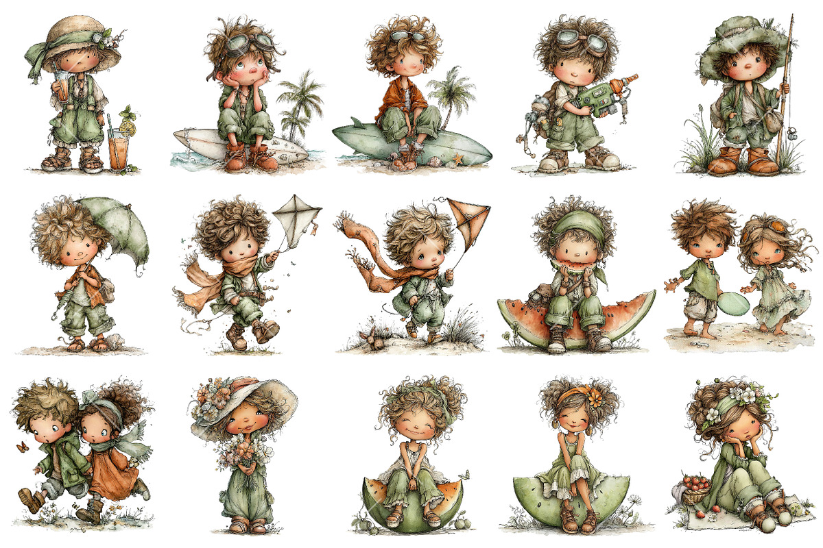 Summer Kids PNG Clipart, a Seasonal Illustration by OK Design (Photo 3 of 6)
