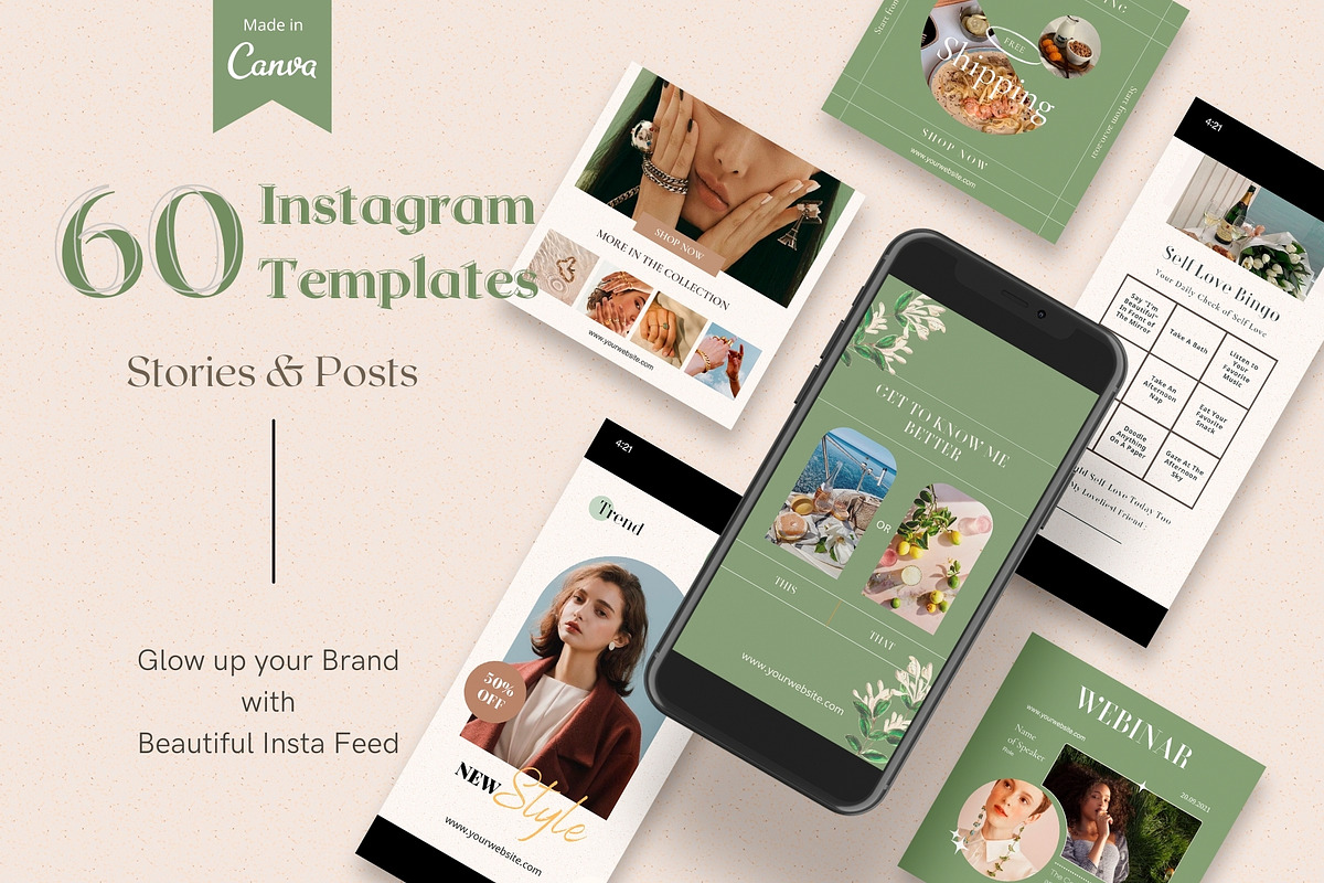 Matcha Latte Instagram Bundle| Canva, a Social Media Template by DesignbySamVN (Photo 1 of 10)