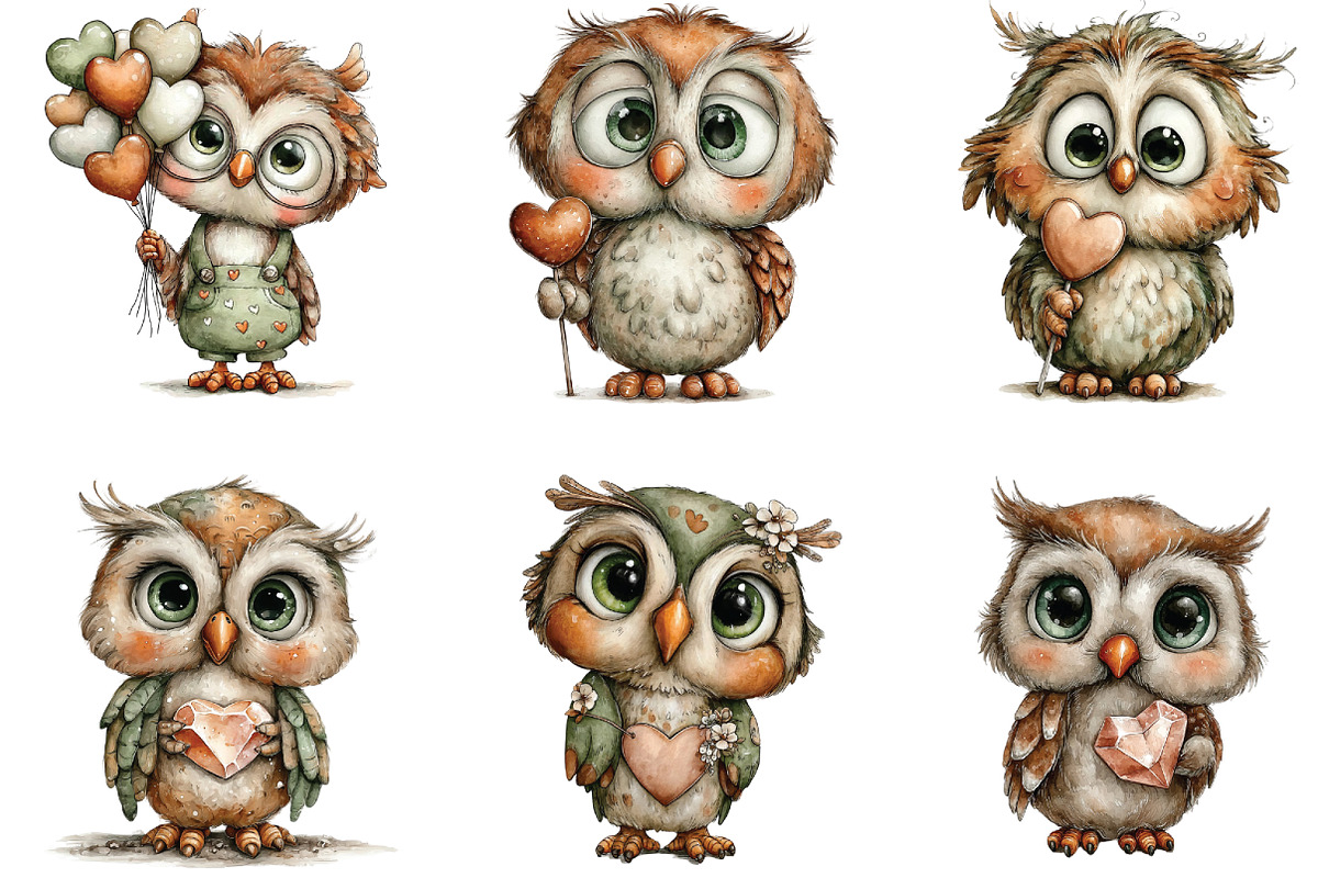 Whimsical Kawaii Valentine Owl PNG, an Illustration by CraftArtStudio (Photo 6 of 6)