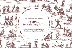 Football Toile de Jouy, a Background Graphic by Hughes Studio