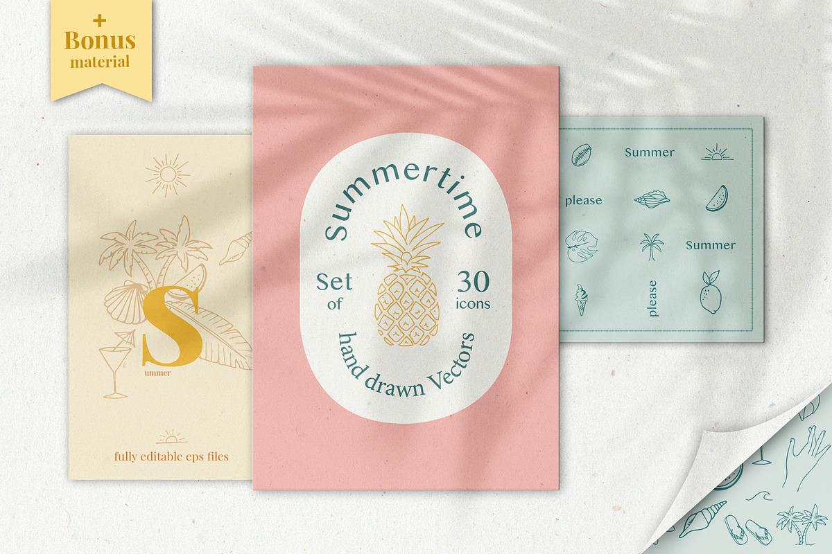 Summertime hand drawn Elements, a Texture Illustration by Annakaroline (Photo 1 of 7)