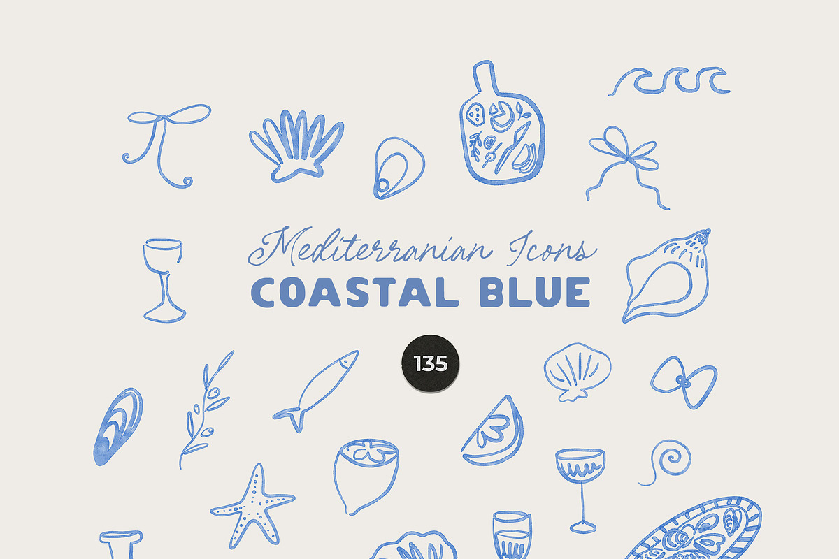 COASTAL BLUE Summer Icons & Frames, an Object Graphic by Lana Elanor (Photo 4 of 9)