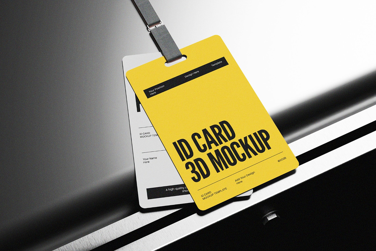 Portrait ID Card On Metal 3D Mockup, an Advertising Mockup by graphicook (Photo 2 of 4)